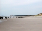 View south to Rehobeth Beach w/Naval Jetty in foreground.